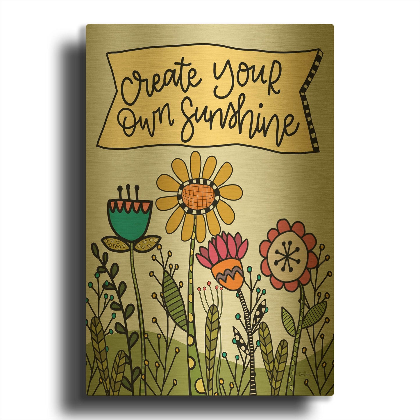 'Create Your Own Sunshine' By Lisa Larson Gold Metal Wall Art