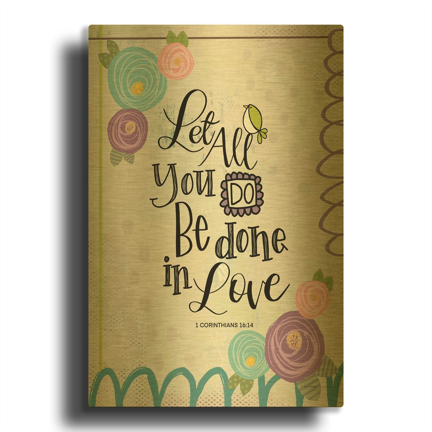 'Done in Love' By Lisa Larson Gold Metal Wall Art