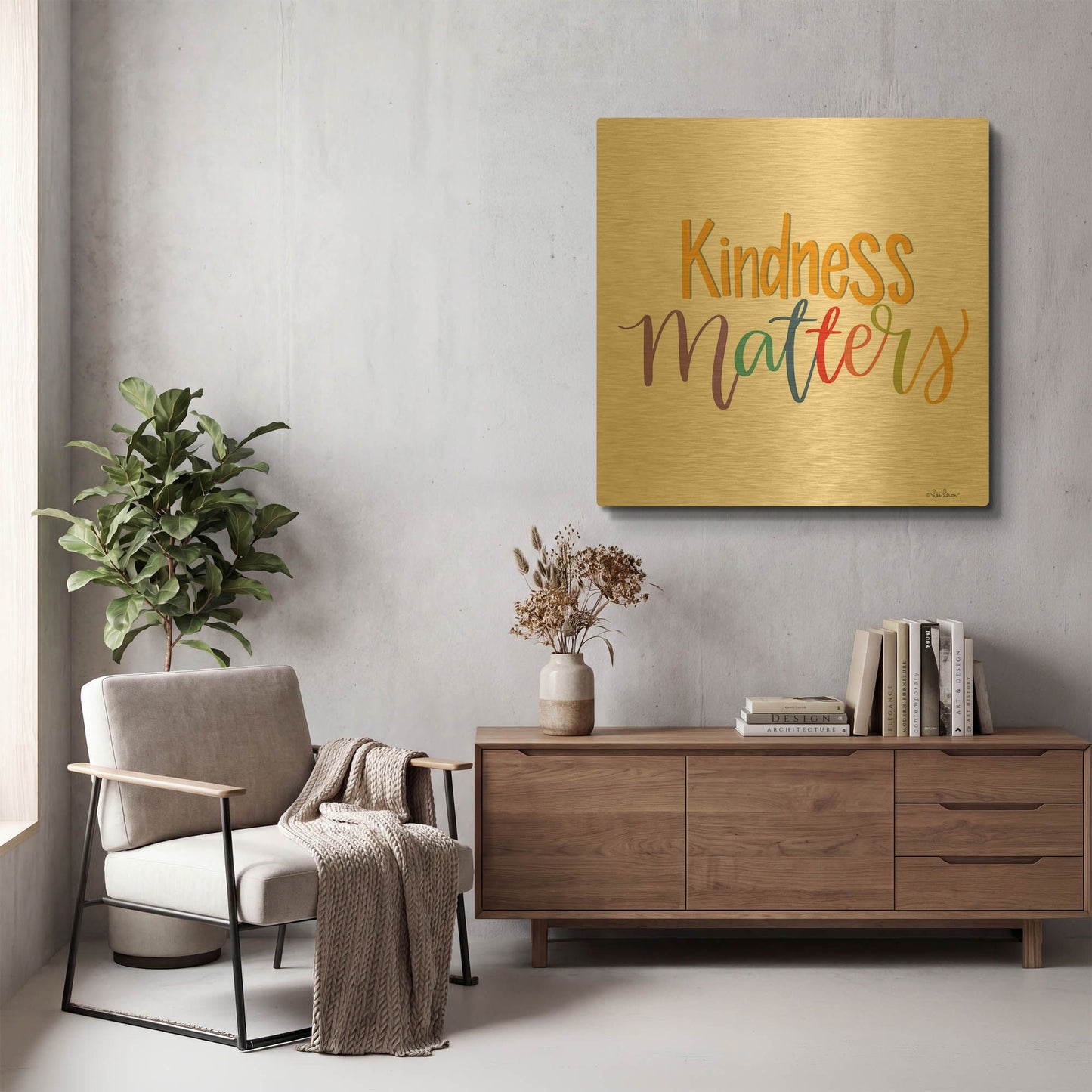 'Kindness Matters' By Lisa Larson Gold Metal Wall Art