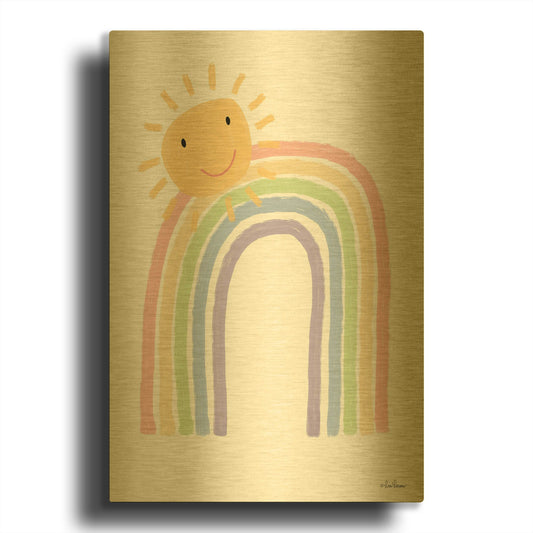 'Rainbow and Sun' By Lisa Larson Gold Metal Wall Art
