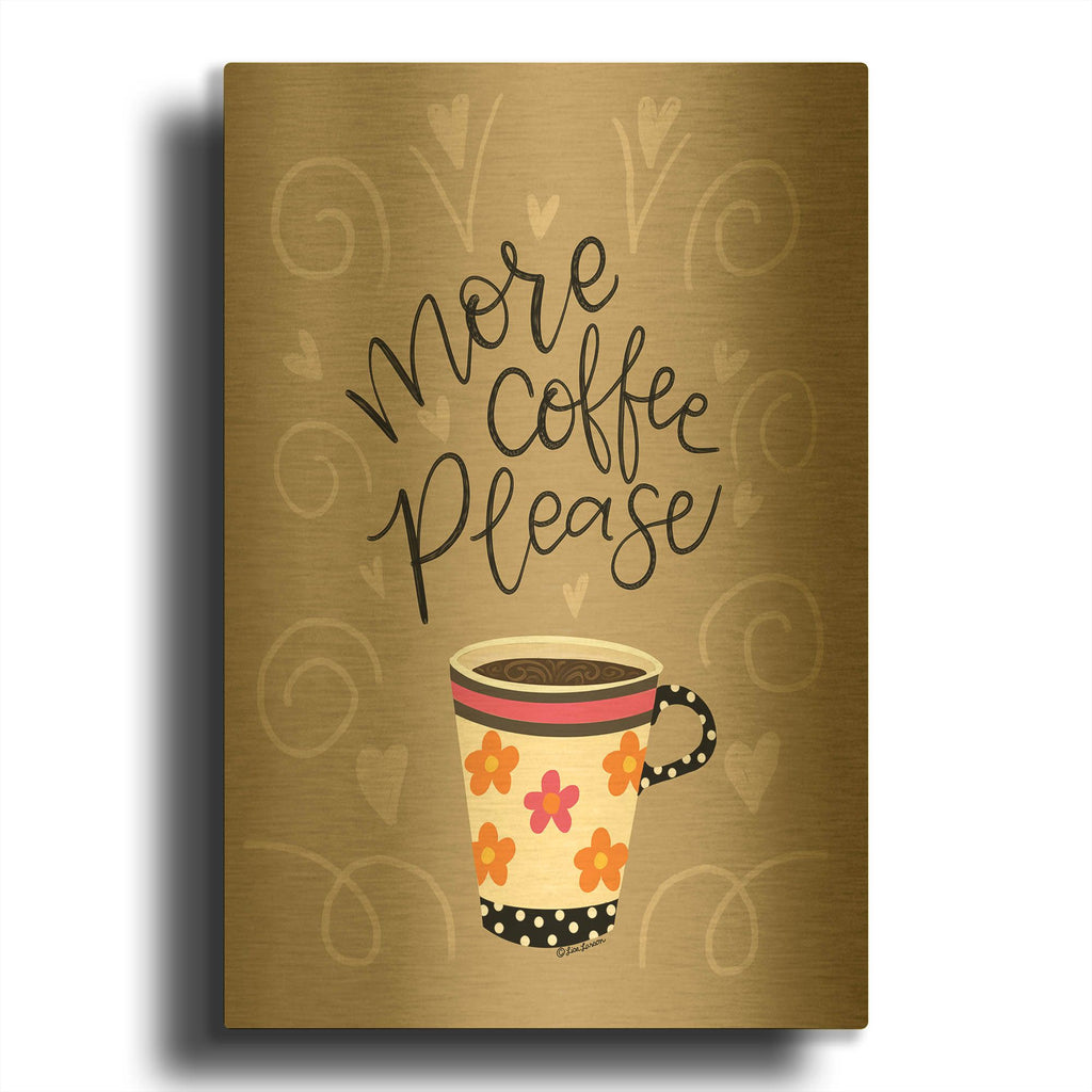'More Coffee Please' By Lisa Larson Gold Metal Wall Art