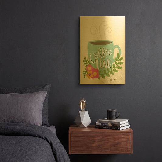 'Coffee Love' By Lisa Larson Gold Metal Wall Art