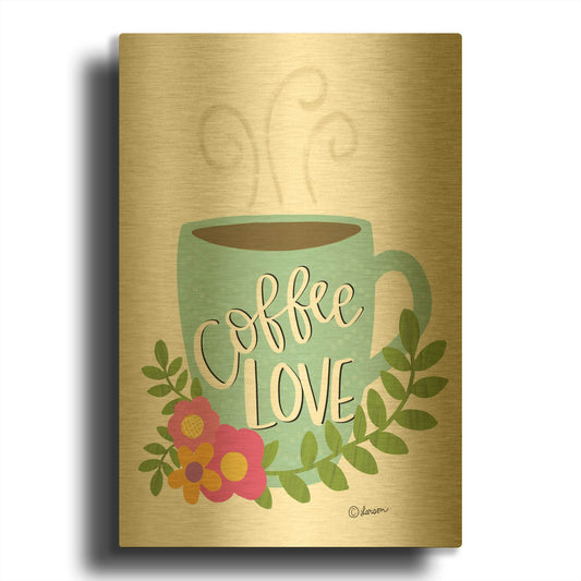 'Coffee Love' By Lisa Larson Gold Metal Wall Art