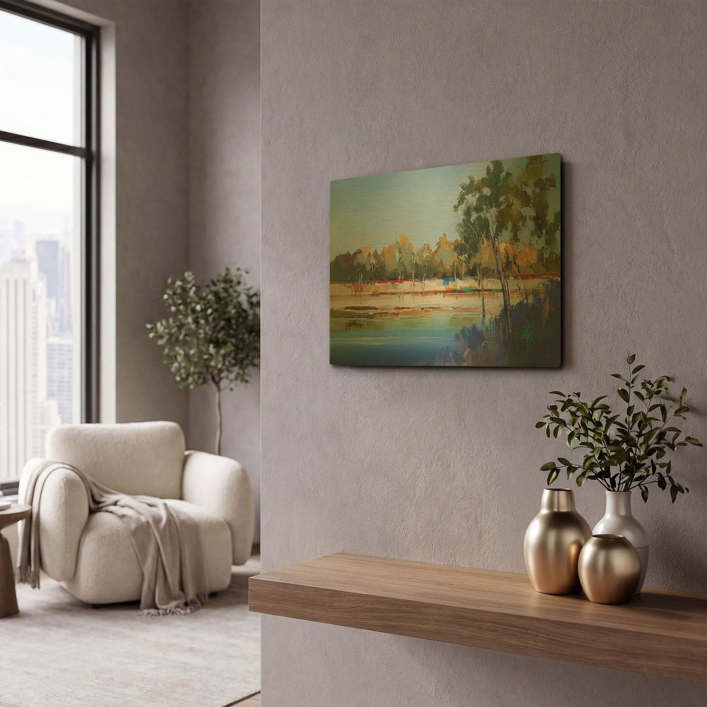 'Late Night, The Murray 2' By Craig Trewin Penny Gold Metal Wall Art