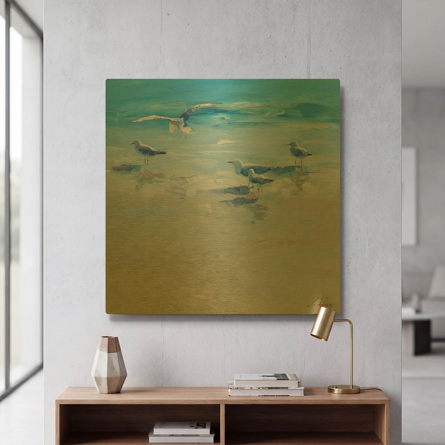 'Landing' By Craig Trewin Penny Gold Metal Wall Art
