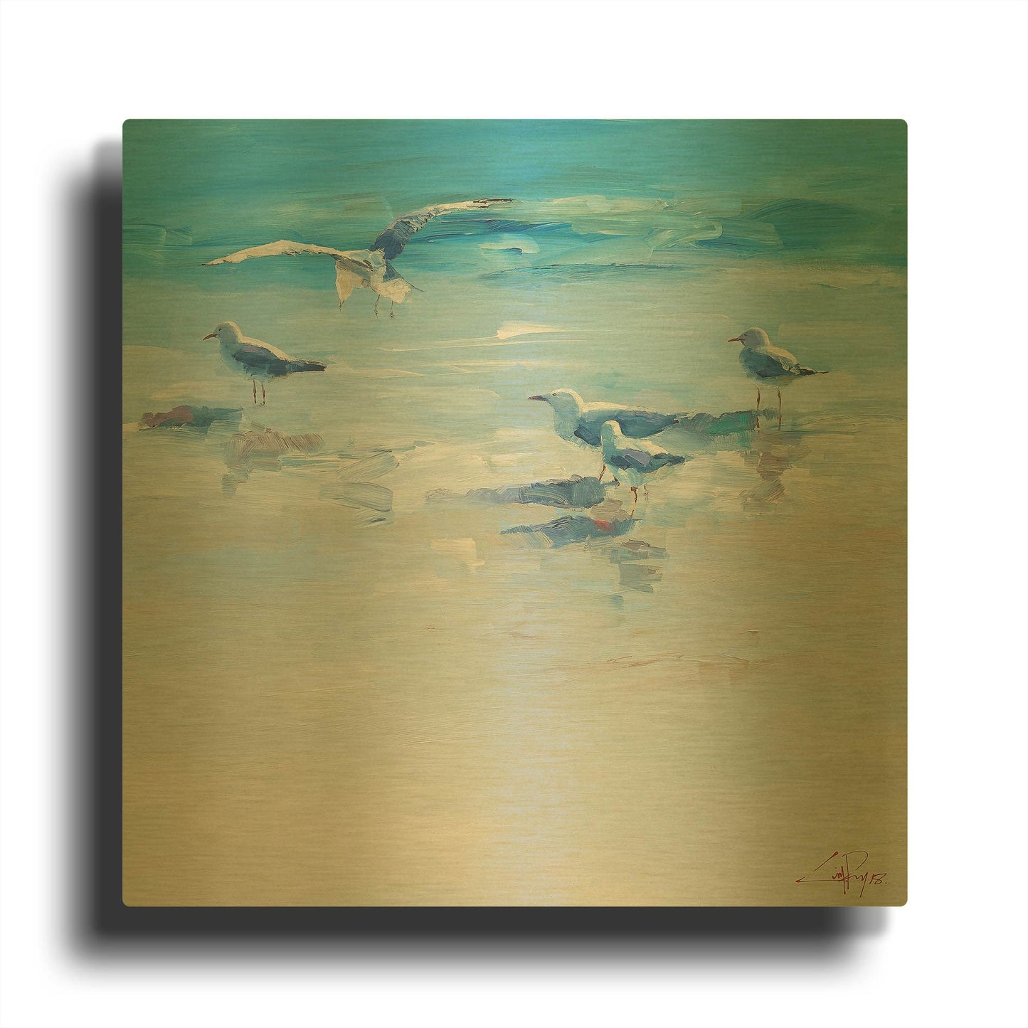 'Landing' By Craig Trewin Penny Gold Metal Wall Art