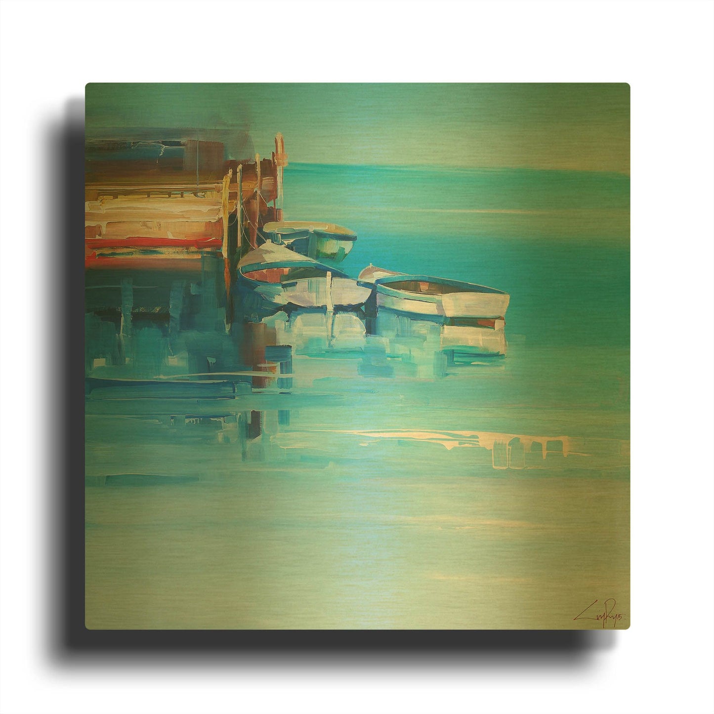 'Port Fairy Moorings' By Craig Trewin Penny Gold Metal Wall Art