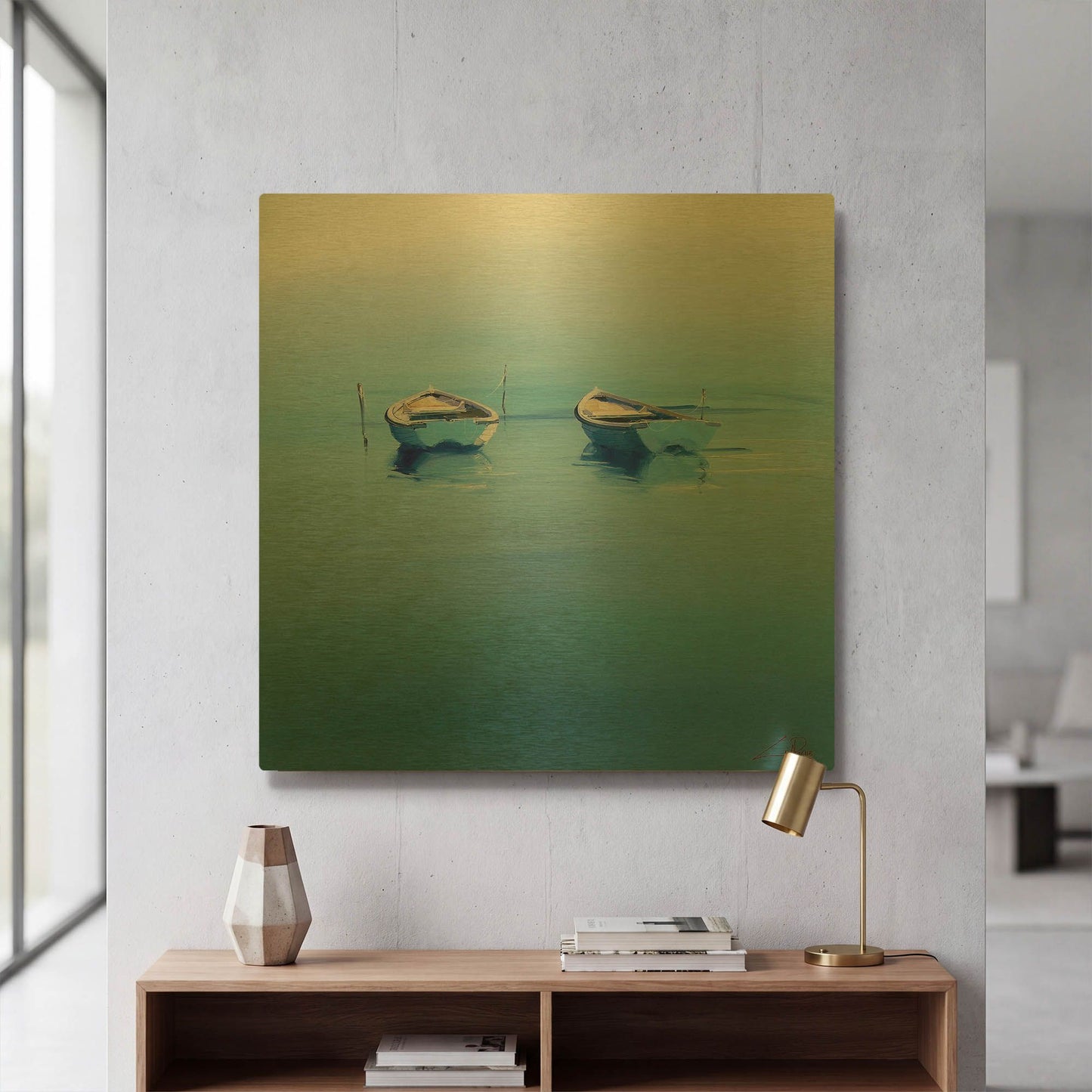 'Late Moorings' By Craig Trewin Penny Gold Metal Wall Art