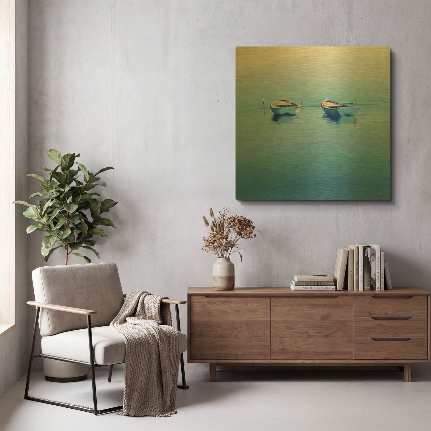 'Late Moorings' By Craig Trewin Penny Gold Metal Wall Art