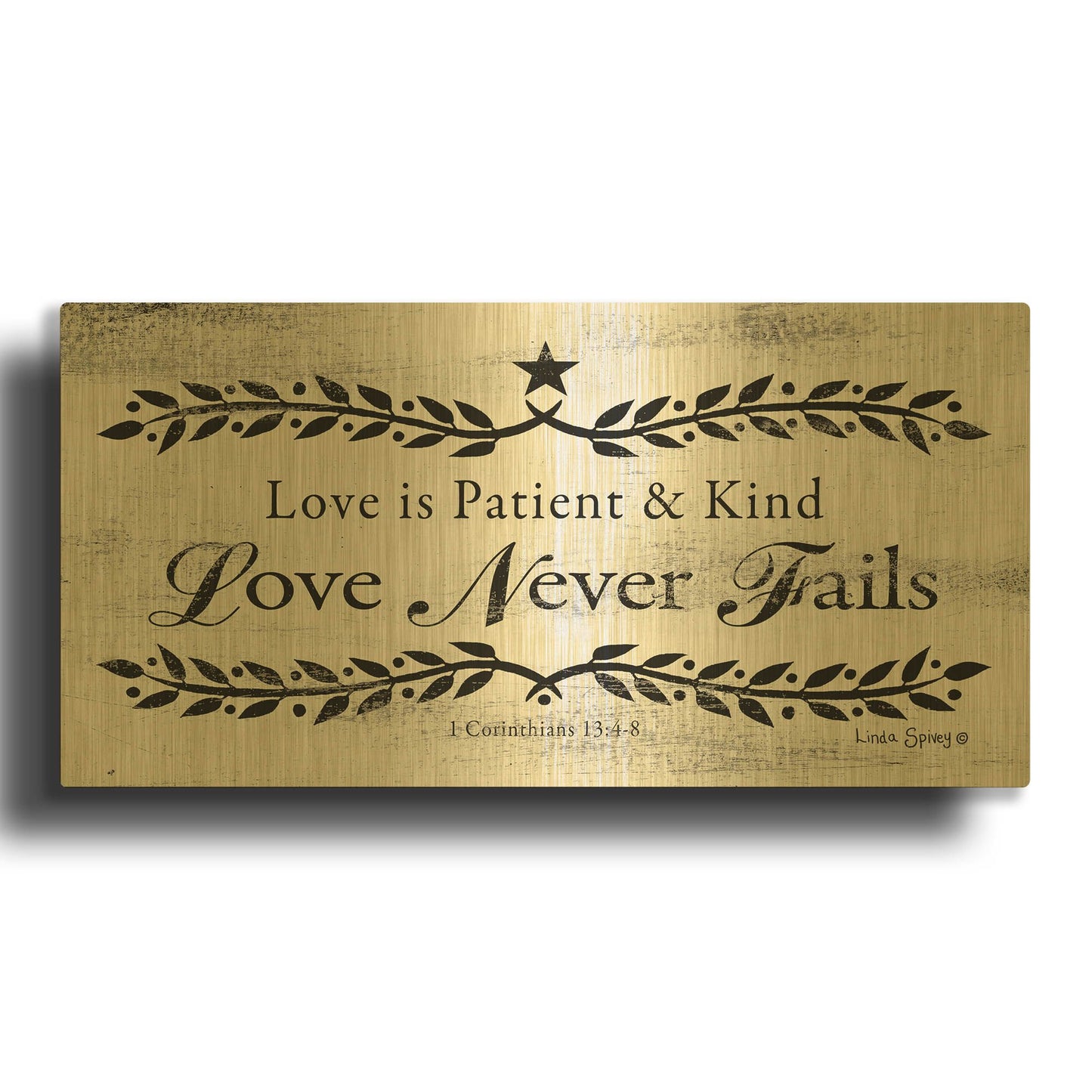 'Love is Patient' By Linda Spivey Gold Metal Wall Art