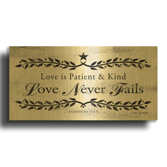 'Love is Patient' By Linda Spivey Gold Metal Wall Art