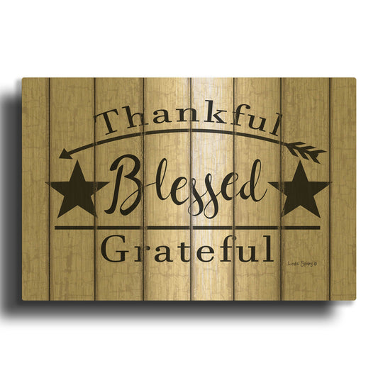 'Blessed Thankful Grateful' By Linda Spivey Gold Metal Wall Art