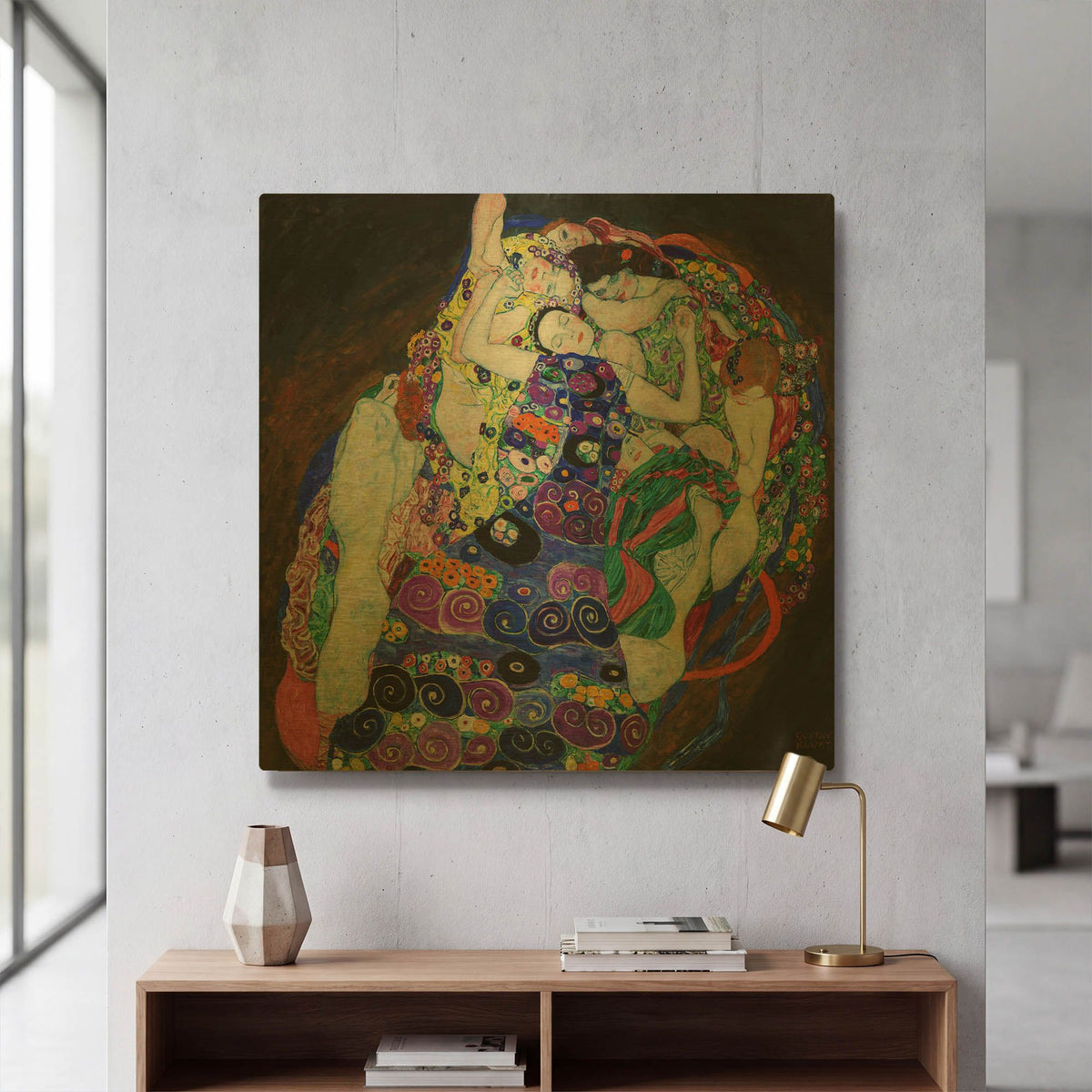 'The Virgin' By Gustav Klimt Gold Metal Wall Art